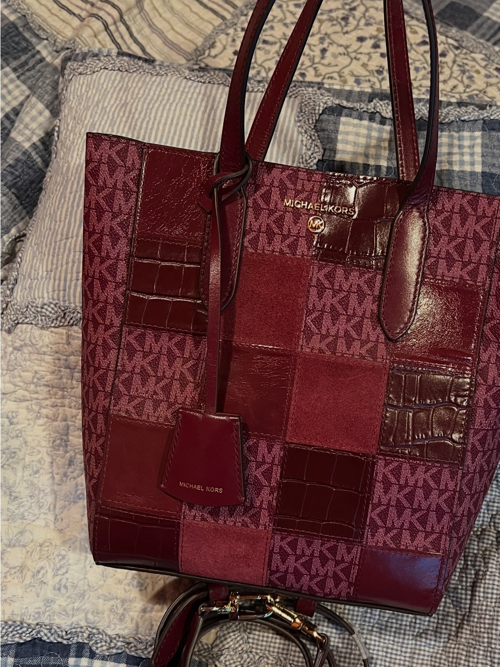 Michael Kors Patchwork Burgundy Tote